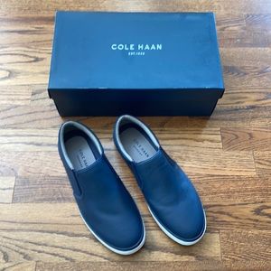 NEW Cole Haan Falmouth Slip On Navy Leather Loafer Sneaker Men's Size 9.5